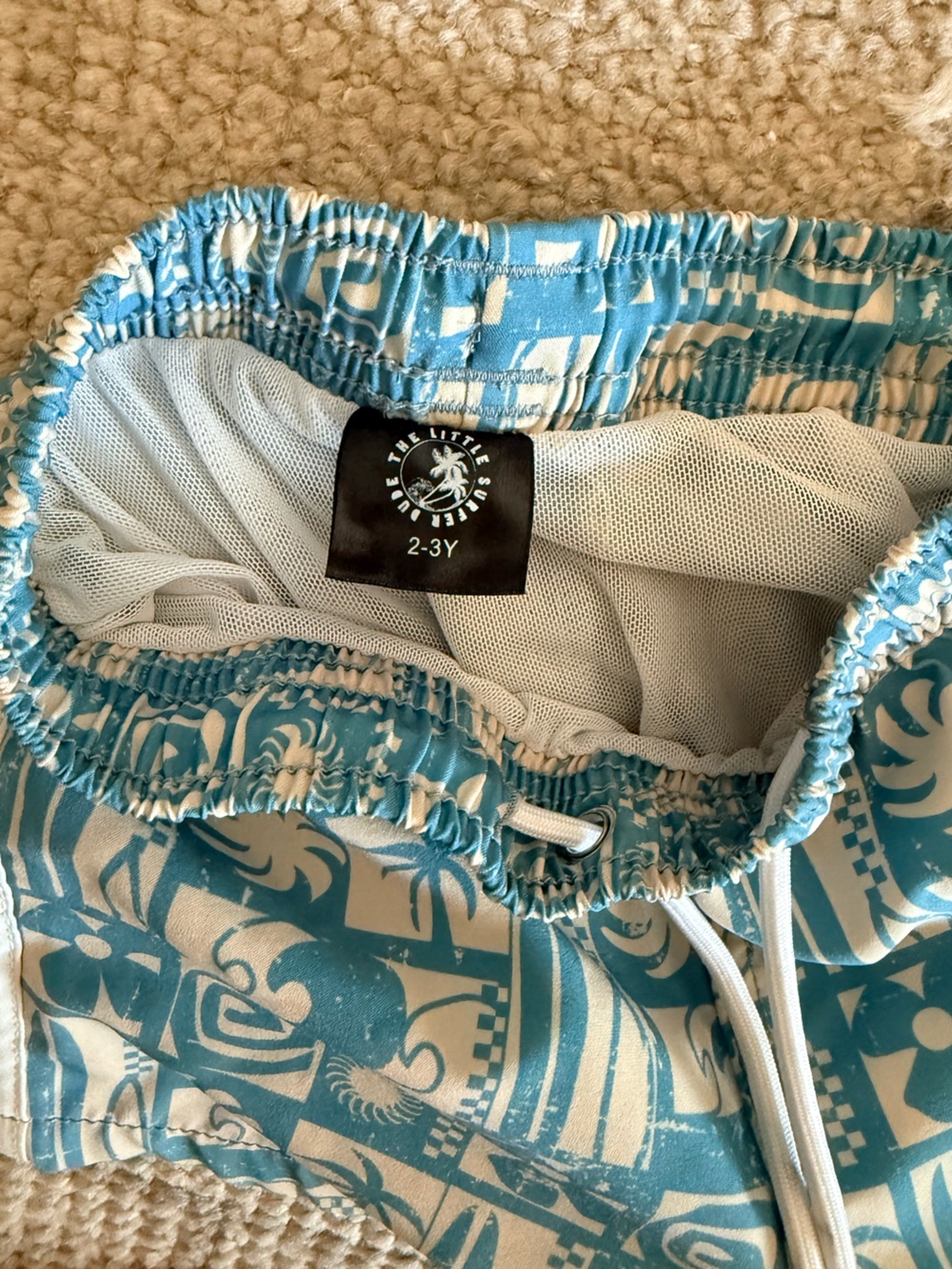Little Surfer Dude Vintage Blue Swell Swim Trunks - Picture 3 of 3